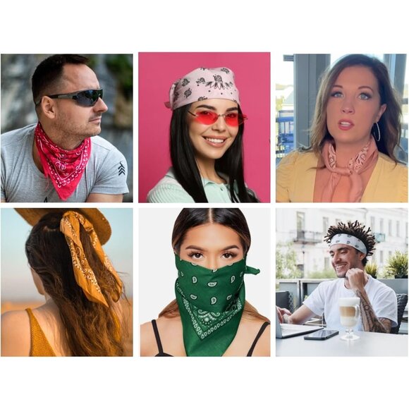 Women's Light Hot Pink Cotton Bandana Large Cowgirl Handkerchief Headband Scarf - Picture 4 of 7